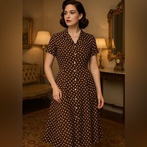 Vintage Dress Maxi 80's Polk-a-dot Large Sheri Martin New York Size 16